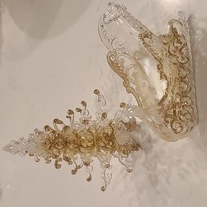 Vintage Gold Christmas Sleigh Tree Set